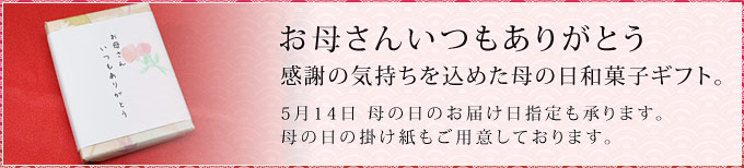 お母さんいつもありがとう。感謝の気持ちを込めた母の日和菓子ギフト。